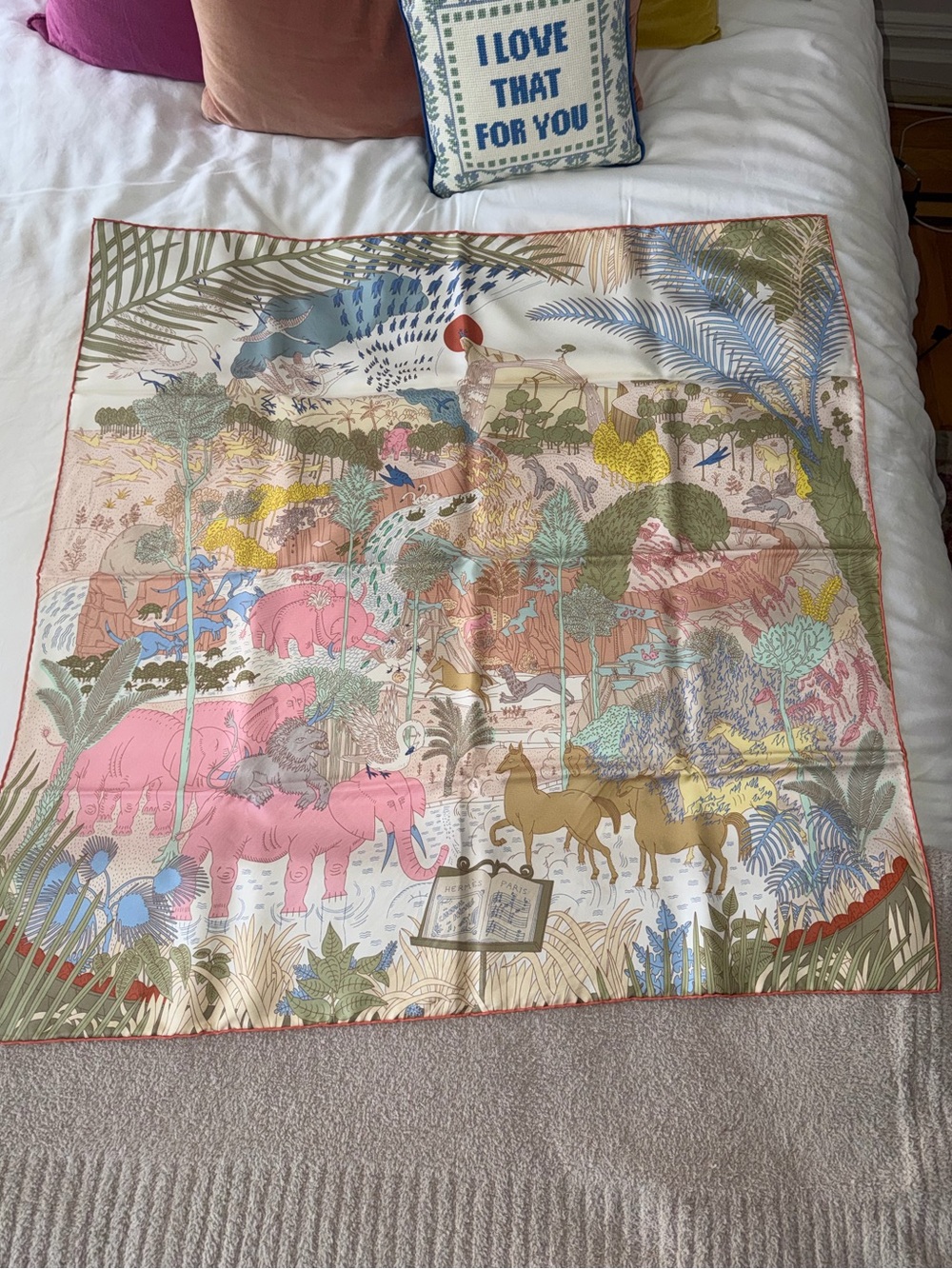 Hermes Le Carnaval des Animaux scarf 90
